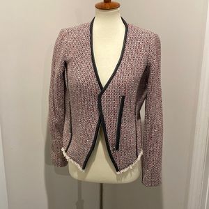 Rebecca Taylor grey, red, white tweed fitted jacket
